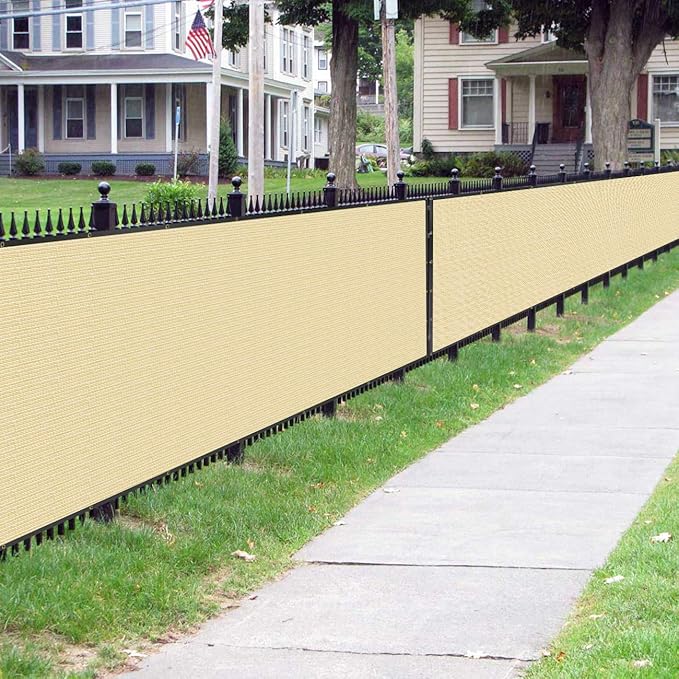 Sunnyglade 4 feet x 50 feet Privacy Screen Fence Heavy Duty Fencing Mesh Shade Net Cover for Wall Garden Yard Backyard (Sand, 4 ft X 50 ft)