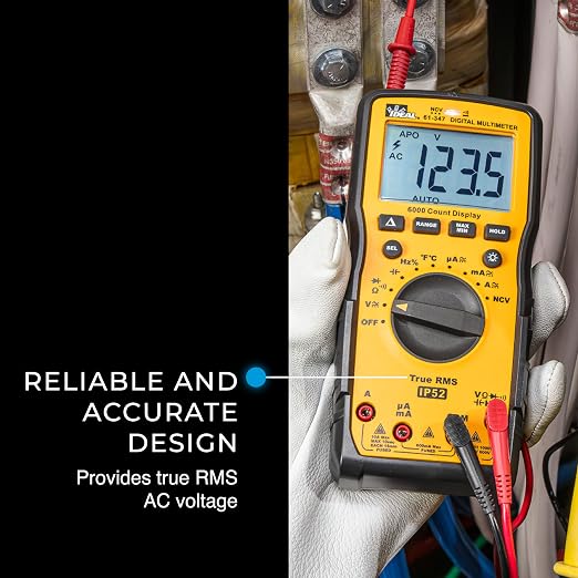 Ideal Electrical 61-347 AC/DC TRMS Multimeter, CAT III 1000V, CAT IV 600V