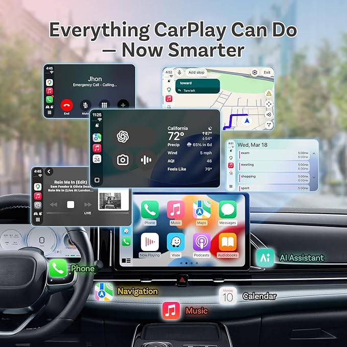 Ottocast Mini Core, 2026 Next-Gen Wireless CarPlay & Android Auto Adapter, WiFi 6 & Bluetooth 5.4 Ultra-Fast Connection, One-Touch Device Switching, Plug & Play, Auto Connect for iPhone & Android