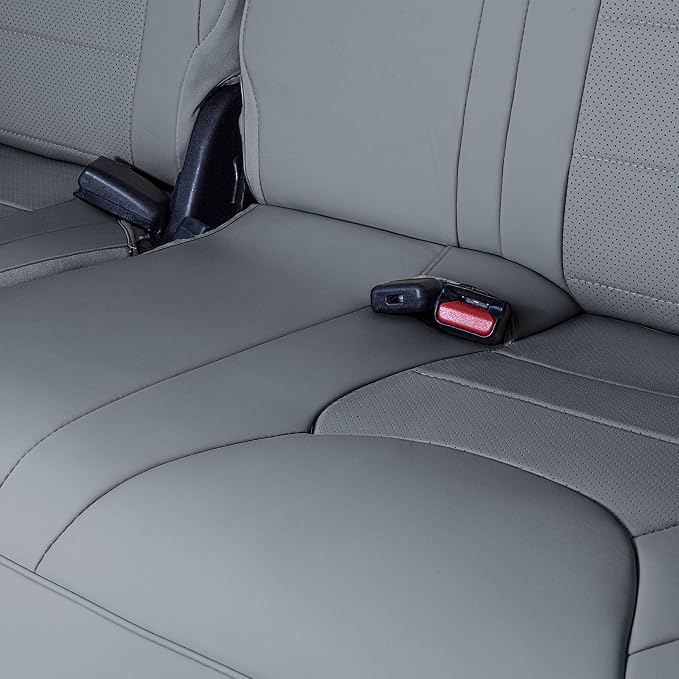 FH Group Custom Fit Car Seat Coves Speciffically Made for Chrysler Pacifica 2017-2024 - 3rd Row Set, Faux Leather, Solid Gray