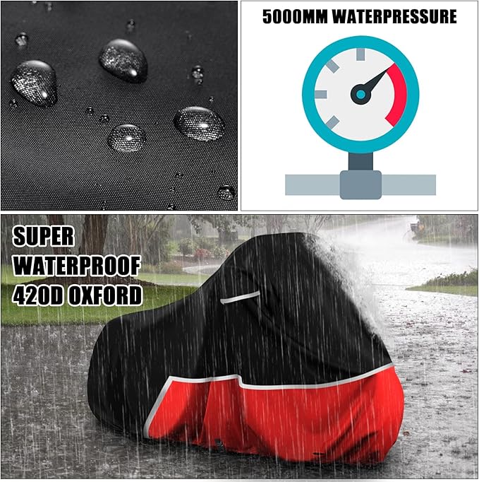 Waterproof Motorcycle Cover Replace for Harley Davidson Cruiser Models, 420D Oxford Cloth Softail, Dyna, Iron 883, Fat Boy 114, Forty-Eight, Low Rider, Sport Glide Cover for Snow Rain Protection