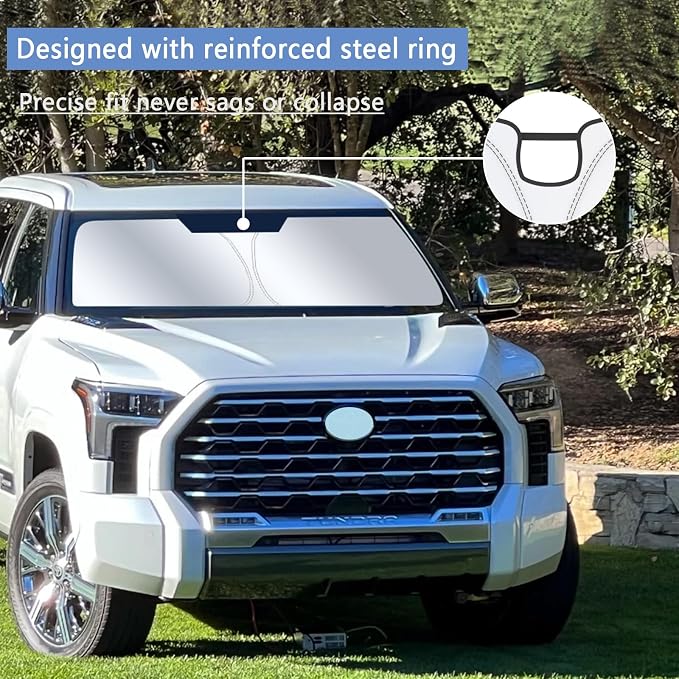 JDMCAR Dashboard Tray and Windshield Sun Shade Compatible with Toyota Tundra Accessories 2022 2023 2024