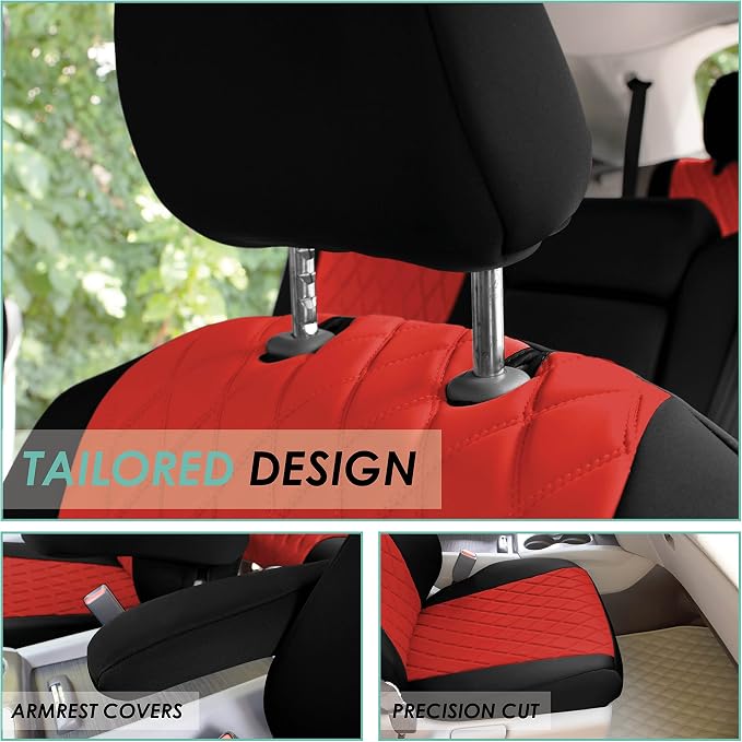 FH Group Custom Fit Car Seat Covers Specifically Made for 2016–2022 Honda Pilot, Front Set Red Ultraflex Neoprene, Waterproof Car Seat Cover, Honda Accessories