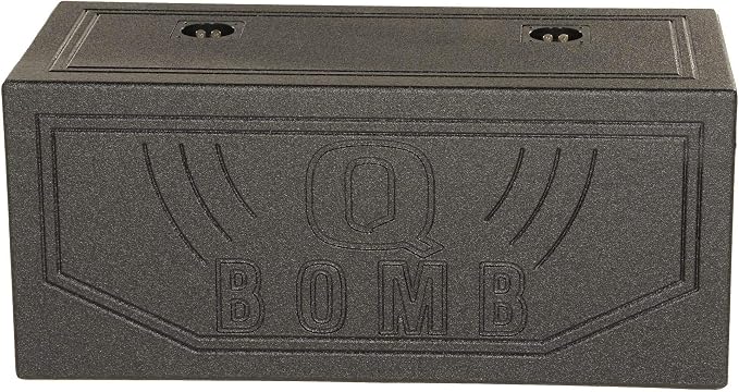 QPower 12 Inch Dual Subwoofer Box, High-Performance Vented Speaker Enclosure, Black - Car Audio and Sound System Accessories - Portable Equipment for Subwoofers