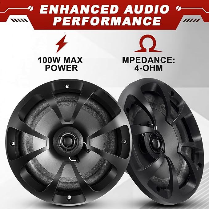 2 Pairs 2-Way Coaxial Car Audio Speakers Full Range Speakers with Powerful Sound and Easy Installation Enhanced Bass Response Black Car Loudspeaker (6.5")