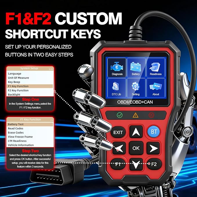 OBD2 Scanner Diagnostic Tool,Car Code Reader with Battery Tester, Check Engine Code Reader with Reset OBDII, Real-Time Date, DTC Lookup,Scan Tool for All OBDII Protocol Cars Since 1996