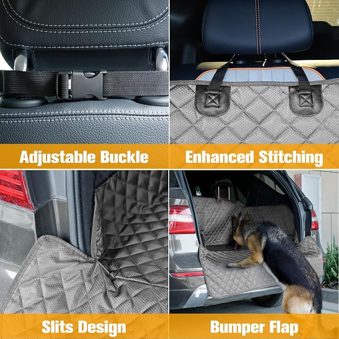 PETICON Dog Car Seat Cover and Cargo Liner, Nonslip Durable Pet Back Seat Bench Cover and Waterproof Pet Cargo Cover for Cars, Trucks, SUVs, Jeep, Bundle