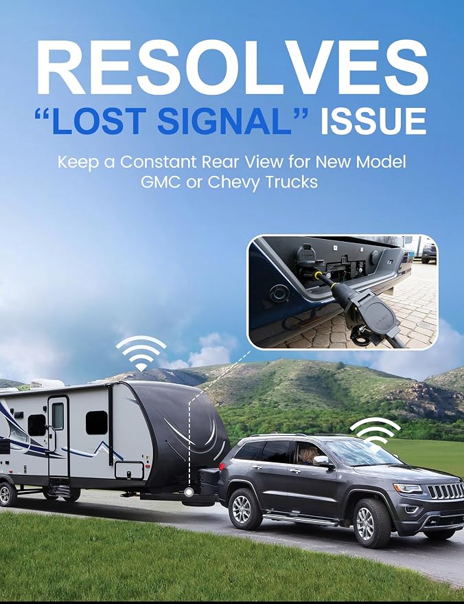 EWAY 7-Way Adapter with Power Switch for Furrion RV Backup Camera System, Plug and Play for Tow Vehicle to RV Wireless Observation Cameras, Provides 12V Power to Camera Through 7-Pin Connector