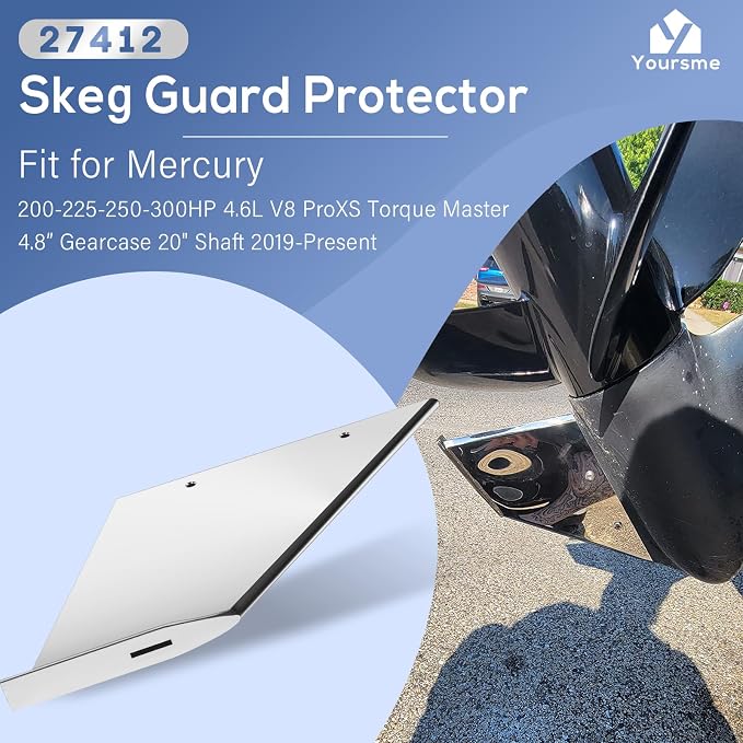 27412 Skeg Guard Skeg Protector Kit Marine-Grade Stainless Steel Fits for Mercury 200-225-250-300HP 4 Stroke ProXS Torque Master 4.6L V8 4.8" Torpedo 20" Shaft 2019-Present