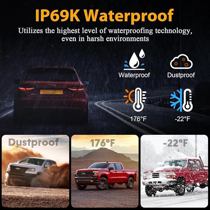 Magnetic Solar Wireless Backup Camera - No-Drill Installation, Scratch-Proof, No Delay 5-Inch HD1080P Screen, Long Battery Life, Night Vision, Anti-Interference 2.4GHz Signal for Trucks