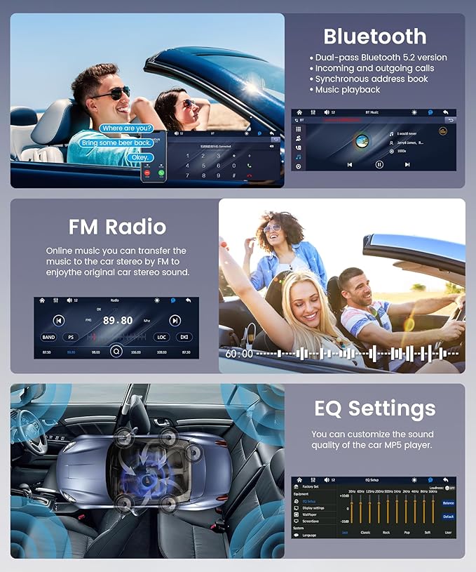 Single Din Car Radio Stereo Wireless Carplay & Android Auto, 6.9" HD IPS Touch Screen Radio, Bluetooth 5.2 Car Audio Receiver, Mirror Link, SWC, 1 Din Stereo with Backup Camera, FM/EQ/USB/Type-C