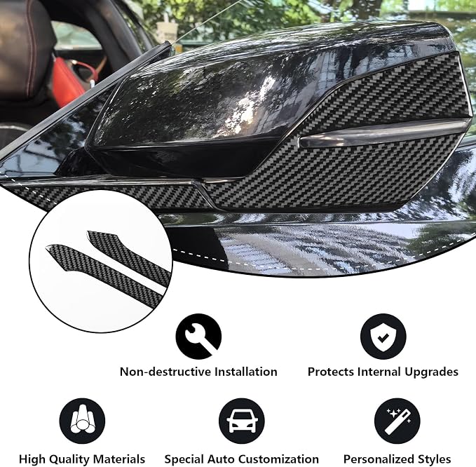 Real Carbon Fiber Mirror Cover Trim Compatible with Corvette C8 2020-2026, Side Rearview Mirror Cap Trim, Exterior Decor Sticker Accessories