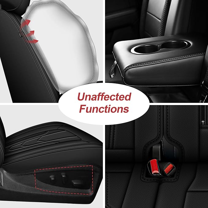 TTX for Ford F150 2009-2024 2025 2026 Seat Covers & F250 F350 F450 2017-2026 Seat Protectors with Durable and Faux Leather(Front,Black)