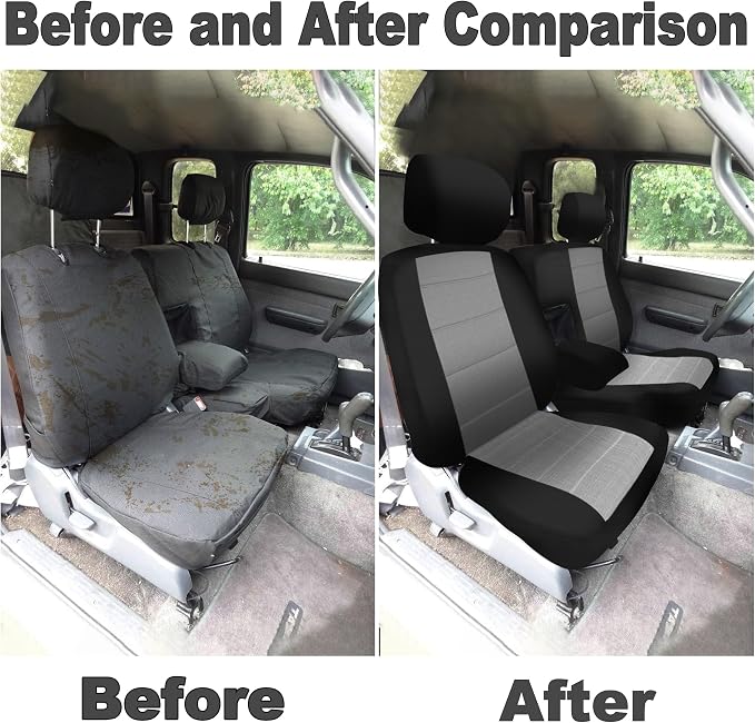 60/40 Split Bench Seat Covers for Toyota Tacoma 1995 1996 1997 1998 1999 2000 Heavy Duty Cloth Protector Interior Accessories with Console Covers，Waterproof & Machine Washable,Gray