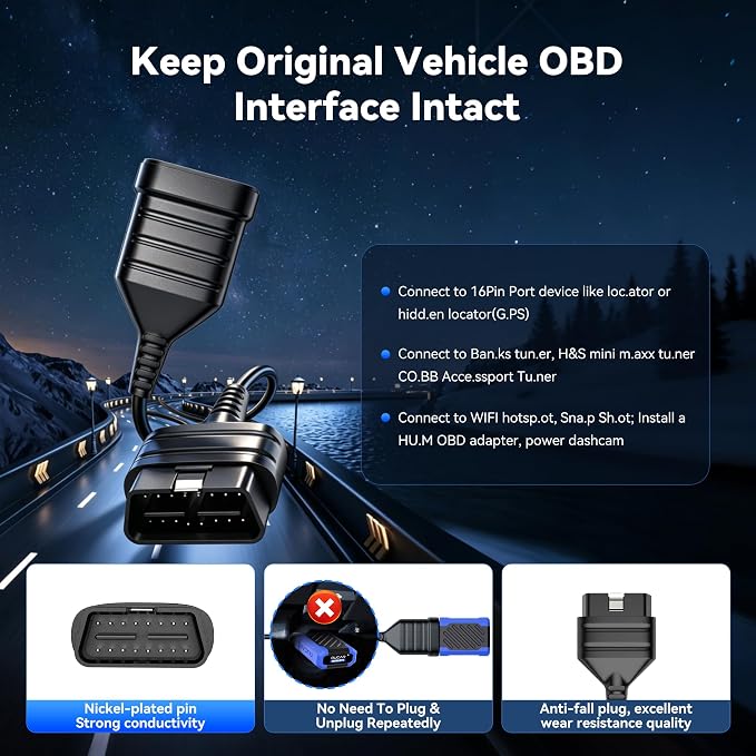 MUCAR CS6 Bidirectional Scan Tool + Universal 16 Pin Male to Female OBD2 Extension Cable