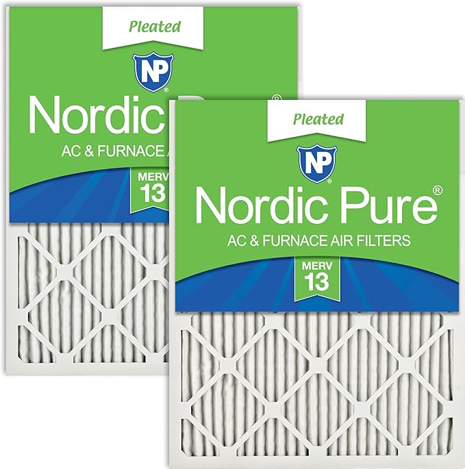 Nordic Pure 14x30x1 (Actual Size: 13 15/16 x 29 15/16 x 3/4) Pleated MERV 13 Air Filters 2 Pack