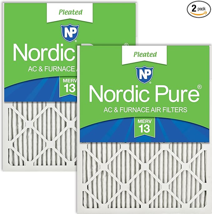 Nordic Pure 10x20x1 (Actual Size: 9 1/2 x 19 1/2 x 3/4) Pleated MERV 13 Air Filters 2 Pack
