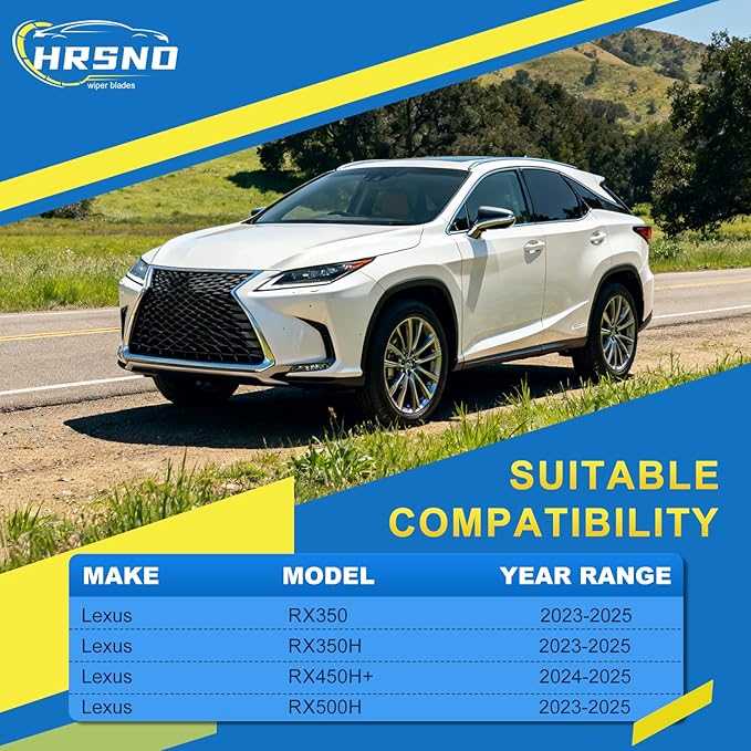 HRSNO® Wiper Blades:3-Pack Windshield Wipers for Lexus RX350 2023-2025-All-Season Beam Design-Quiet Streak-Free-Exact Fit Replacement for Lexus Cars (26"/18"/16")