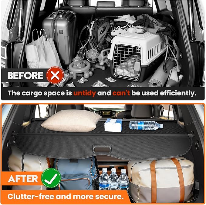 Powerty Cargo Cover for 2019-2025 Honda Passport Accessories, Trunk Cover Retractable Trunk Shielding Shade Cargo Luggage Cover for 2025 Honda Passport
