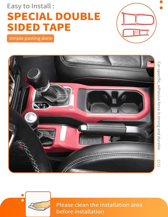 Savadicar Pink Interior Accessories - Gear Shift Panel Trim Set for 2018-Present Jeep Wrangler JL JLU 4XE & Gladiator JT - Solid Color Interior Decor Upgrade Option, 2-Piece