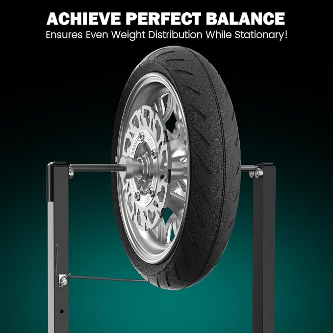 Motorcycle Wheel Balance Stand, Heavy-Duty Single-Axle Wheel Balancing Tool for Static & Dynamic Tire Alignment