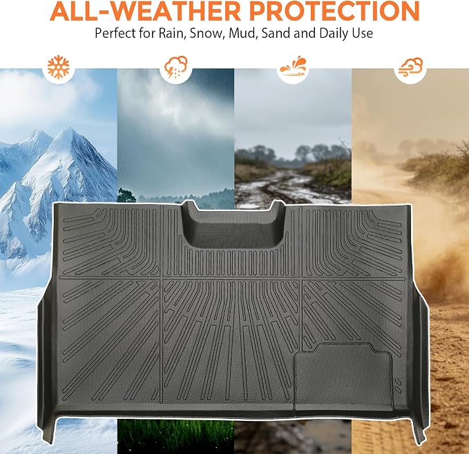 Floor Mats for Ford F-150 F150 SuperCrew/Crew Cab with 1st Row Bucket Seats 2010-2014 (Not for SuperCab or Regular Cab), Heavy Duty TPE All Weather Protection Waterproof Non-Slip (Two-Row Floor Mats)