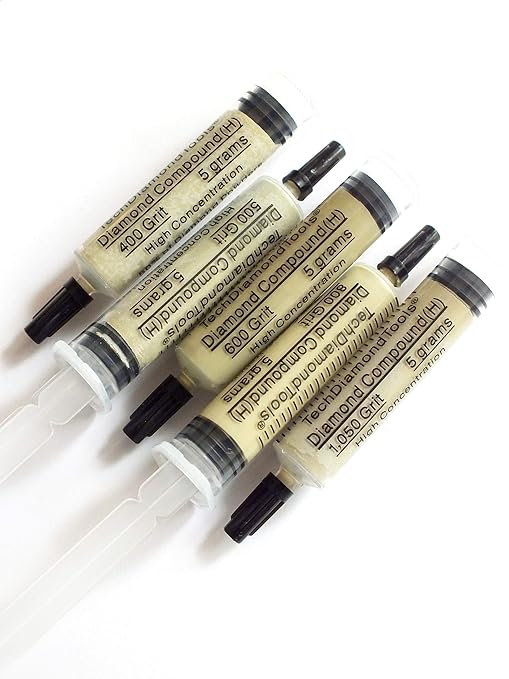 TechDiamondTools Diamond Polishing Compound Kit of 5 Lapping Paste USA Made 400 500 600 800 1050 Grit Lapidary Paste for Rock Glass Metal Jewelry Resin Marble with High Concentration of Diamond Powder