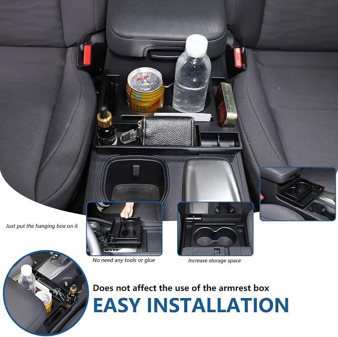 Center Consoles Storage Box Organizer Tray Compatible with Nissan Frontier 2022-2025 ABS Armrest Center Center Front Organizer Storage Box Tray Extra Water Cup Holder