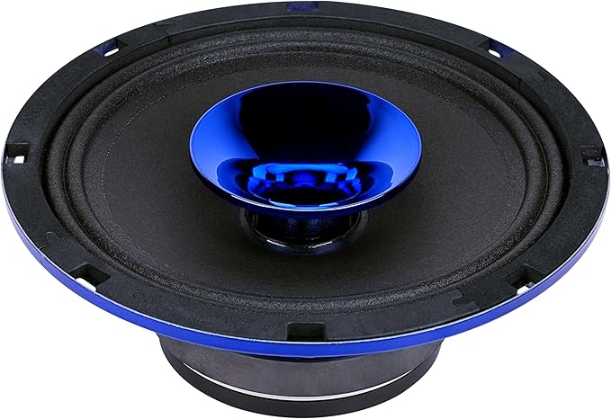 Audiopipe 8" Compression Horn Mid-Range Loudspeaker (APMB-828GH-BLU), 400W, Built-in Compression Horn Driver, Flat Steel Basket, 2-Way Coaxial, KSV Voice Coil, Grill, Sleek Candy Blue