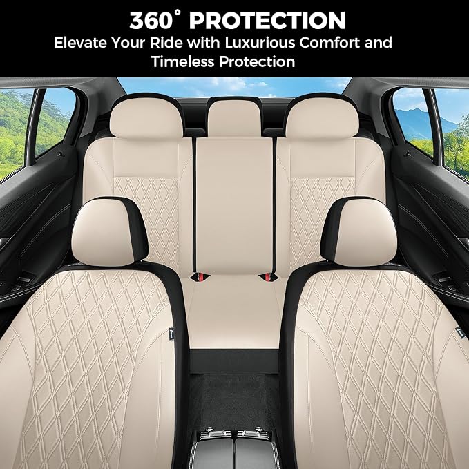 FLORICH Car Seat Covers Full Set, Leather Seat Covers for Cars, Waterproof Car Seat Protector Breathable, Universal Automotive Seat Covers, Front and Rear Car Seat Cover Fit for Most SUV Pick-up Truck