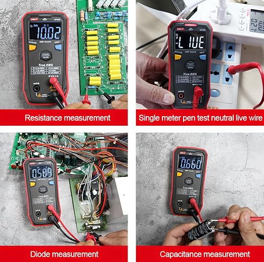UNI-T UT123T Digital Multimeter Pocket-Sized, NCV Detection, Temperature, Continuity Test, CAT III 600V, Auto-Ranging, EBTN LCD for Home DIY Electrical Testing