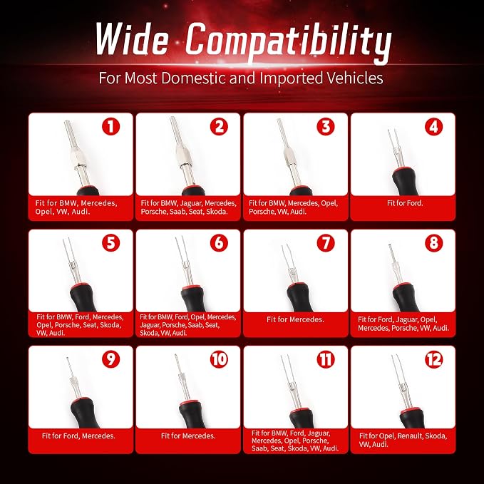 23PCS Universal Terminal Release Kit, Wire Connector Removal Pin Electrical Terminal Removal for Most American Domestic and Imported Vehicles