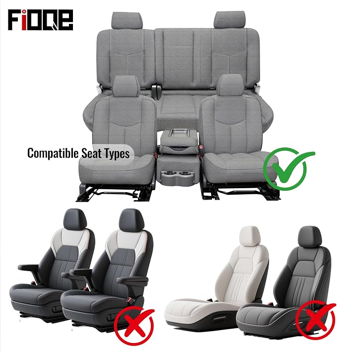 Front & Rear Thickened Composite Fabric Seat Covers for Chevy Silverado GMC Sierra 1500 1999-2006 & Classic,Foam-Padded Protection-Gray