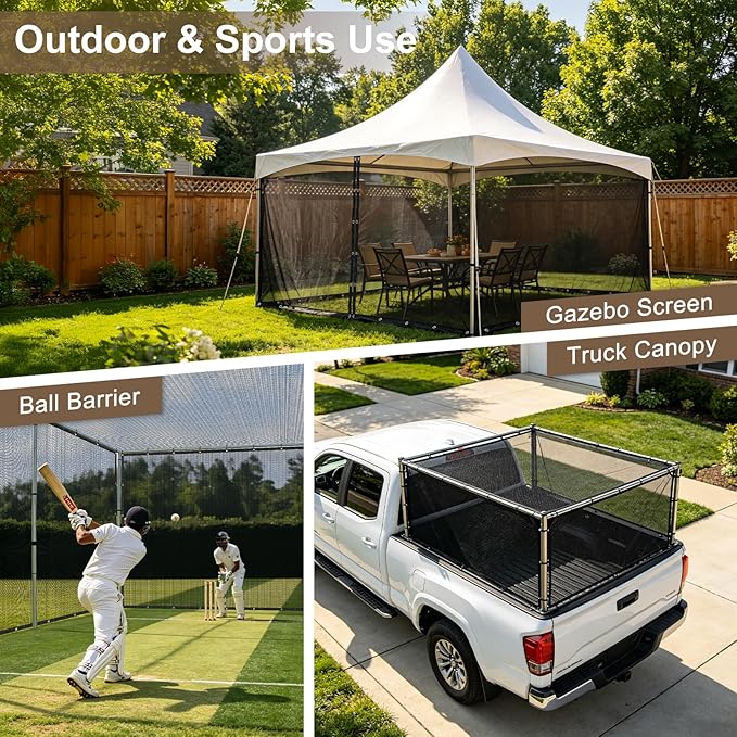 Cool Area 60-70% Shade Cloth 8x9FT Heavy Duty Knitted Mesh Tarp with Grommets Mesh Screen for Patio Canopy Garden Porch Greenhouse Pools Dog Kennel Black(Custom Size)