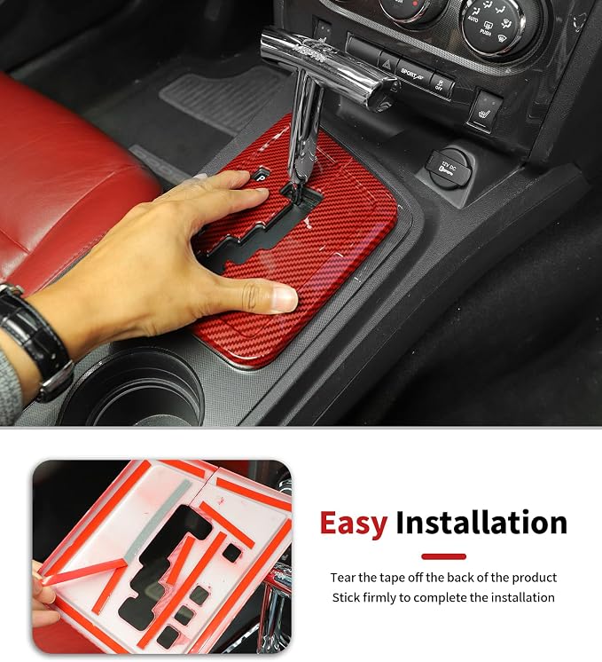 JWWY Challenger Interior Kit for 2009-2014 Dodge Challenger, Gear Shift Panel Dashboard Center Console Vent Outlet Cover Trim Red Carbon Fiber 8PCS
