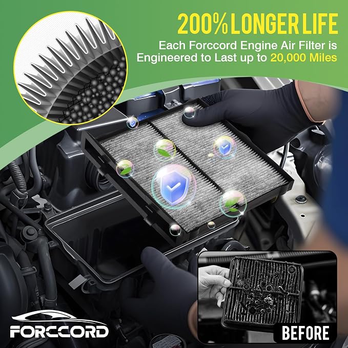 Engine & Cabin Air Filter Fit for 2019-2024 Subaru Forester 2.5L Activated Carbon Cabin Filter Replace#72880-FL000 16546AA16A Car Accessories