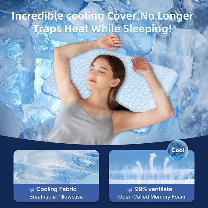 Ultra Thin Flat Pillows for Sleeping,Cooling Slim Memory Foam Pillow 2.25 in Height Ultra Thin Pillow,Low Profile Sleeper Pillows for Stomach Sleeper for Neck and Back Support Stomach sleeping pillow