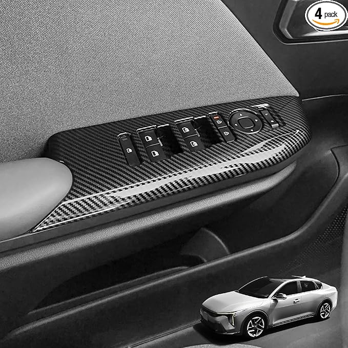 4PCS Door Lock Switch Covers Trim Compatible with Kia K4 2025-2026 Accessories (Carbon Fiber Pattern)