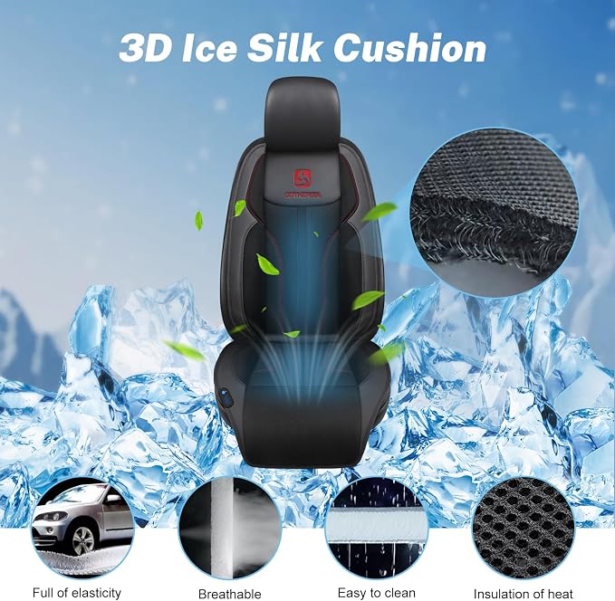 Cooling Car Seat Cover with 10 Powerful Turbo Fans，12V-24V Ventilated Cooling Car Seat Cushion，3-Speed Adjustable Breathable Cooling Seat Cover for Car SUV Truck Universal Fit (Grey)