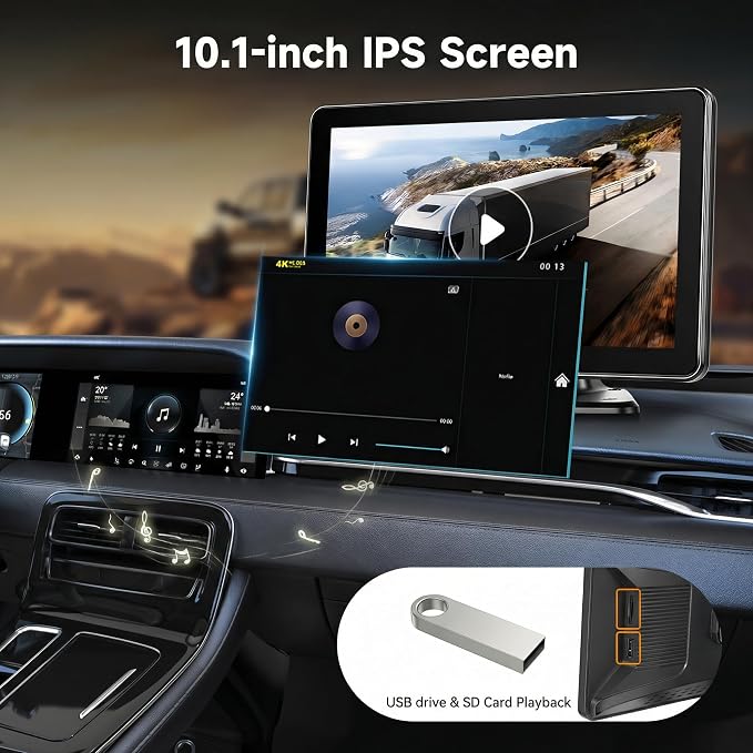 4 Channel 10.1 Inch Backup Camera Systerm for RV, Blind Spot Detection Touch Screen Backup Camera for Trucks, Pickups, Cars, Trailer, Stable, Courtyard, Garage, Farm with 4 Wired Cameras