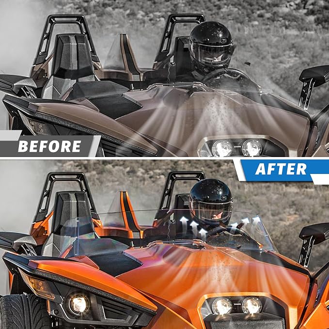 Front Windshield for Polaris Slingshot, Durable PC Dustproof Scratch Resistant Clear Windscreen Deflector for Polaris Slingshot S R SL SLR LE GT 2015-2025 Accessories, Replace #2882154