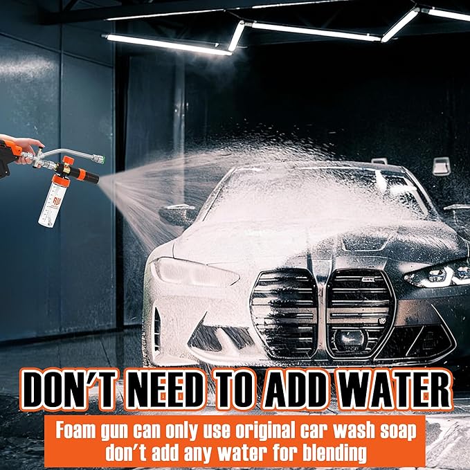 RIDGE WASHER Pressure Washer Gun Mini Foam Cannon with Dual Connector Accessory, No Dilution Required, Stainless Steel Gun for Foam Blaster, 1/4" Quick Connect, 4000 PSI, 200 ML