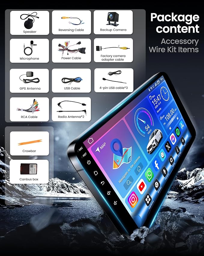 8Core+4G RAM Car Radio Stereo for 2007-2013 Chevy Tahoe Suburban Silverado: 9" 1280x800 HD IPS Touchscreen, Android 15 Head Unit with Wireless Carplay Android Auto, GPS, 5G WiFi BT SWC Backup Camera