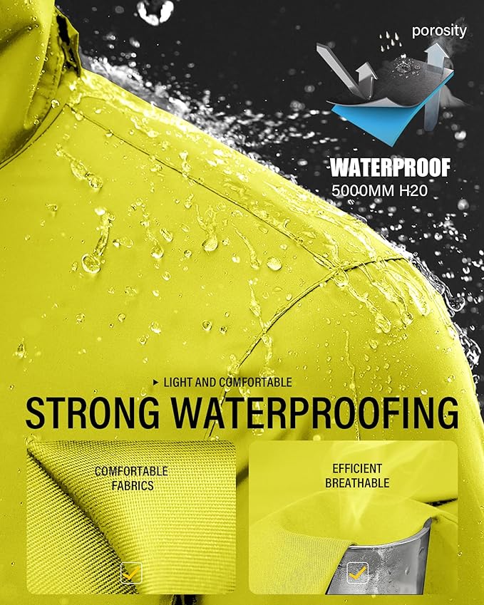 iCreek Rain Suit Waterproof Jacket and Pants Hi Vis Raincoat for Men and Women Reflective Outdoor for All-Sport Work