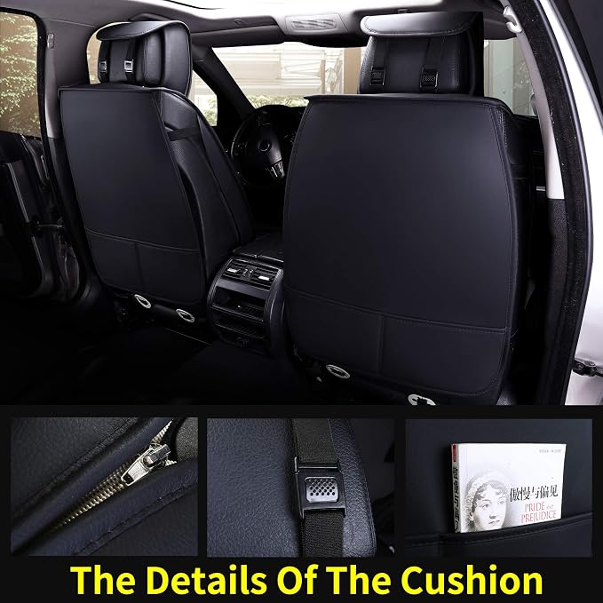 Aierxuan Car Seat Covers Full Set Universal Fit for Honda Civic Accord CRV, Toyota Camry Prius Rav4 Corolla, Kia, Lexus, Nissan, Mazda, Jeep Cherokee and Most Cars, with Waterproof Leather (Black)