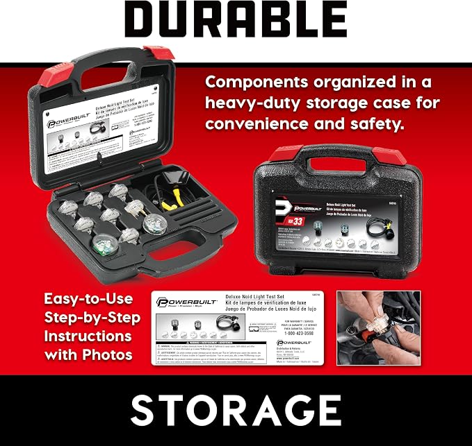 Powerbuilt Deluxe Fuel Injection Test Noid Light Tool Set, Kit Tests Vehicle Electronic Fuel Injectors and Idle Air Control Valves - 648745,Black