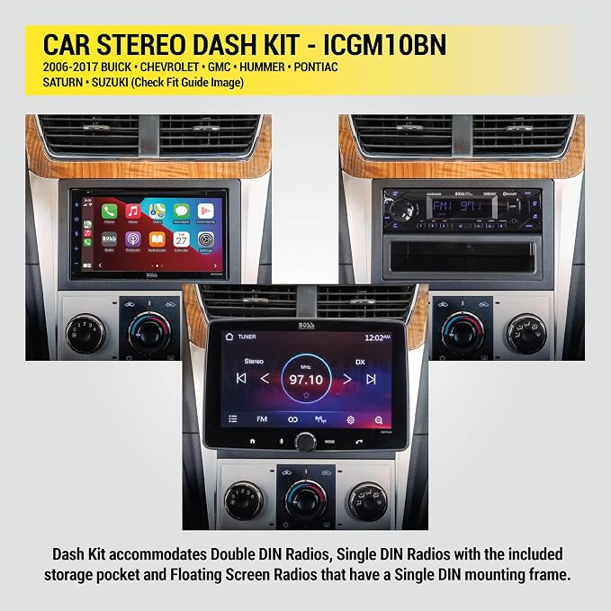 Scosche ICGM10BN Complete Double/Single DIN Stereo Installation Kit for Select Non-Amplified 2006-17 General Motors Vehicles - No Steering Wheel Remote - See Fit Guide in Images to Verify Your Vehicle