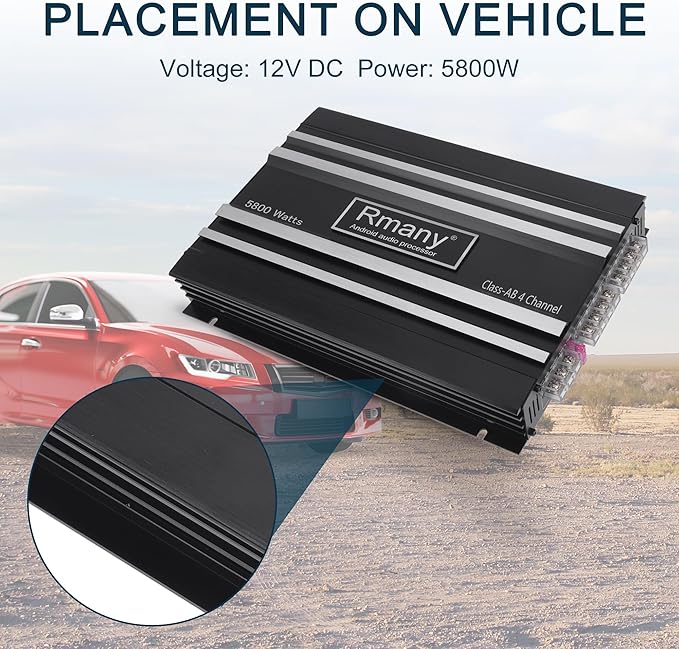 Car 12V 4 Channel Car Amplifier Stereo Audio 5800W Compatible | 4 Channel Car Amplifier Black 1 Pcs