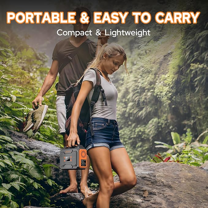 300W Solar Power Station Generator with Solar Panel Charger 60W, 120W Solar Power Bank with 110V AC Outlet Fast Charging USB C for Camping Laptop Smart Devices RV Van Outdoor Power Outage