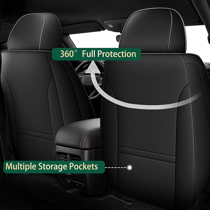 Car Seat Covers Fit for Ford Mustang Mach-E 2021-2025 2026 Waterproof Leather Seat Covers Breathable and Comfortable All Weather Seat Covers (Full Set 5 Seat, Black)